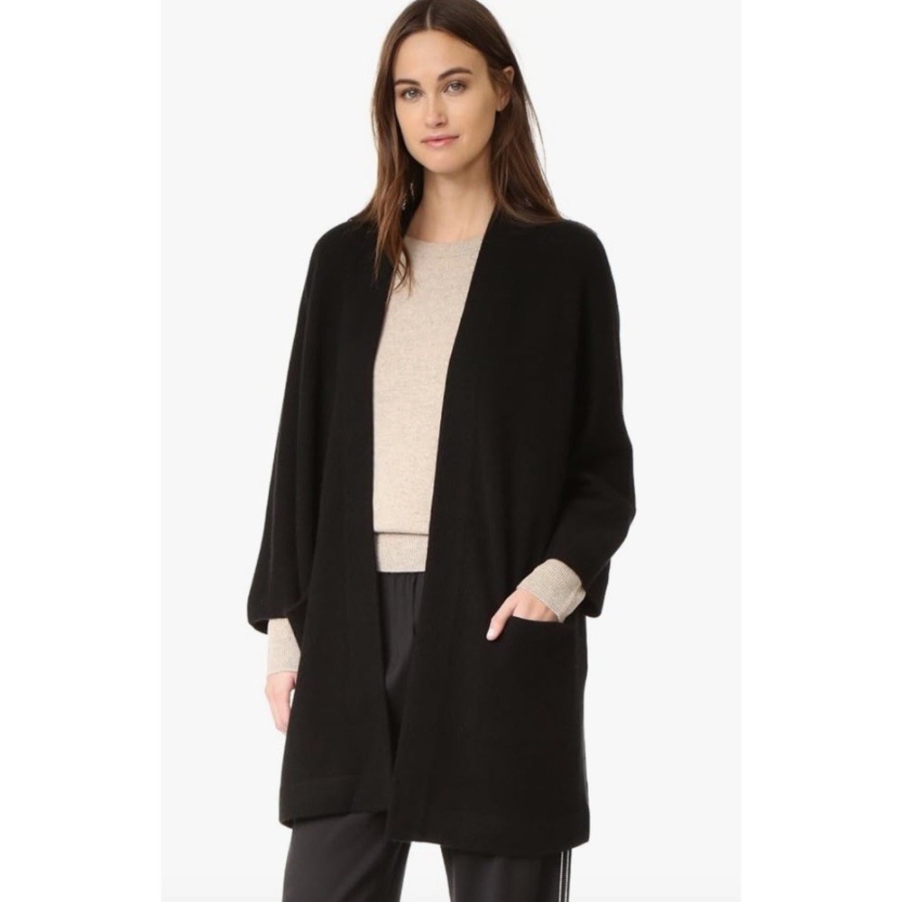 Vince  100% Cashmere Black Open Front Cardigan Sweater Blanket Oversized Small